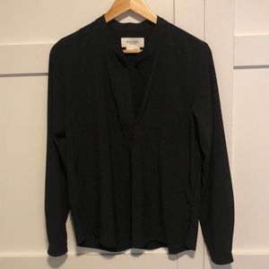 Ministry of Supply Aero Zero band collar shirt in black, size small